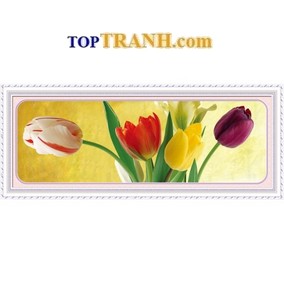 Tranh thêu hoa tulip 5 bông